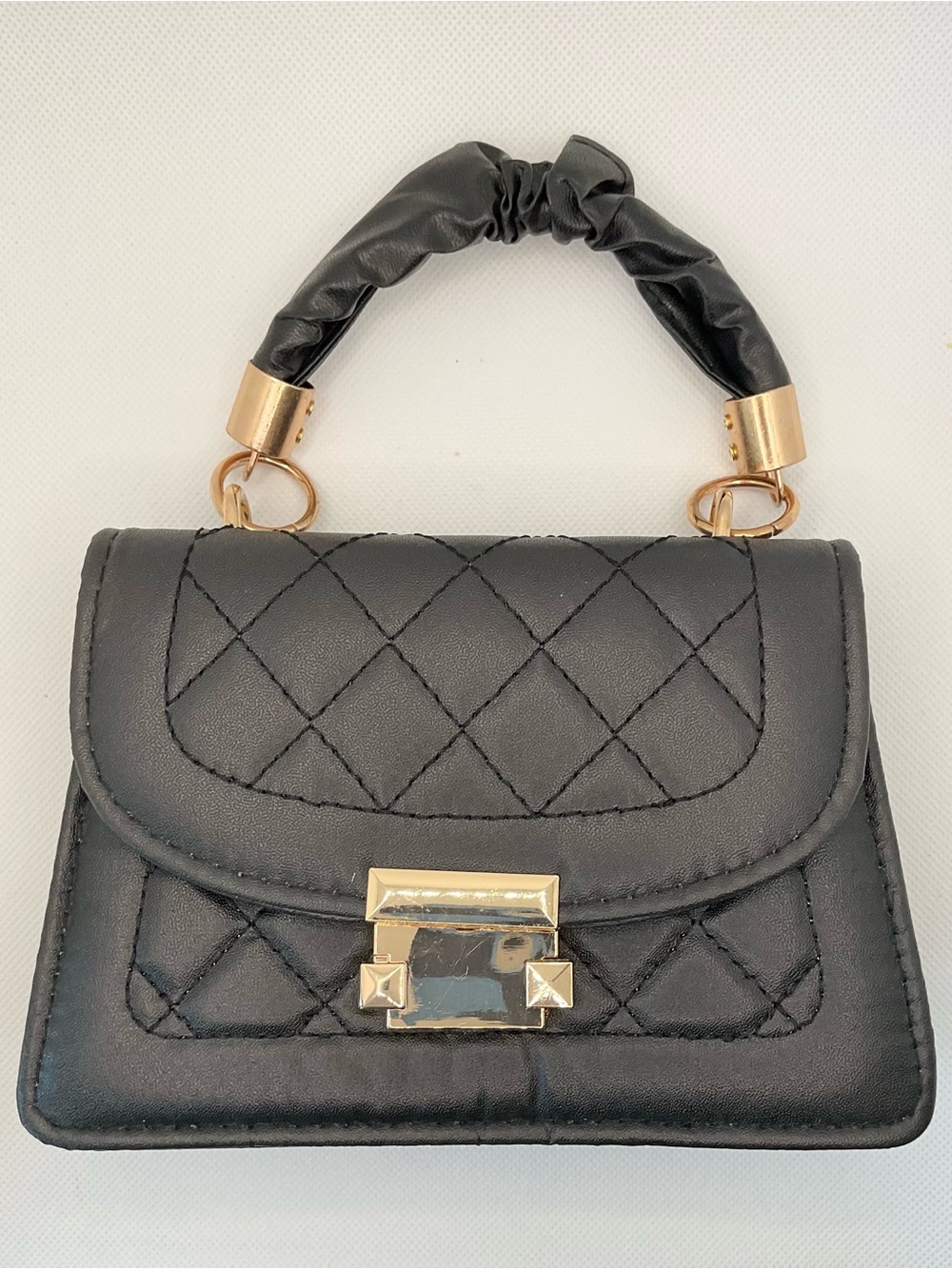 Quilted Black Mini Top-Handle Crossbody Women's Bag | MayZai Boutique